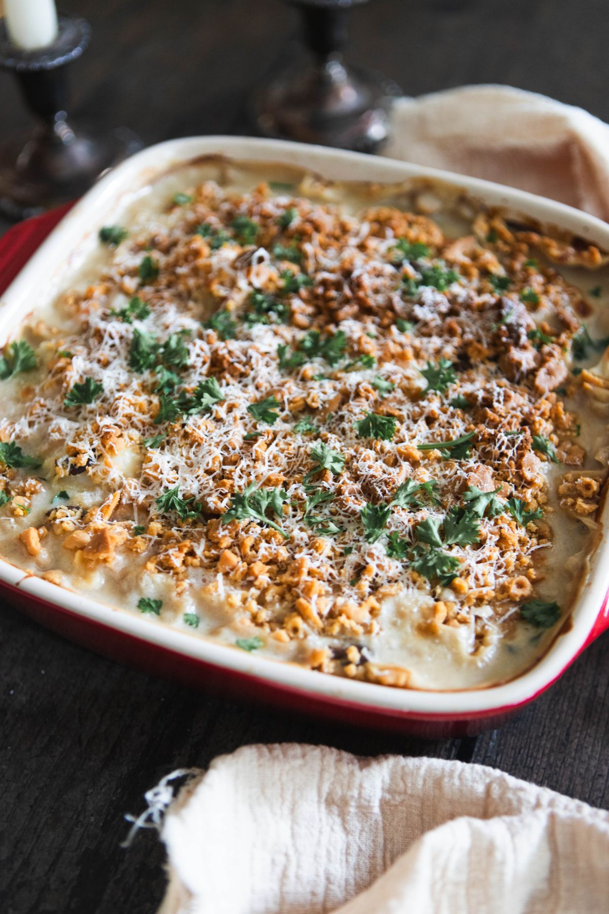 New England Seafood Casserole Recipe baked in a baking dish