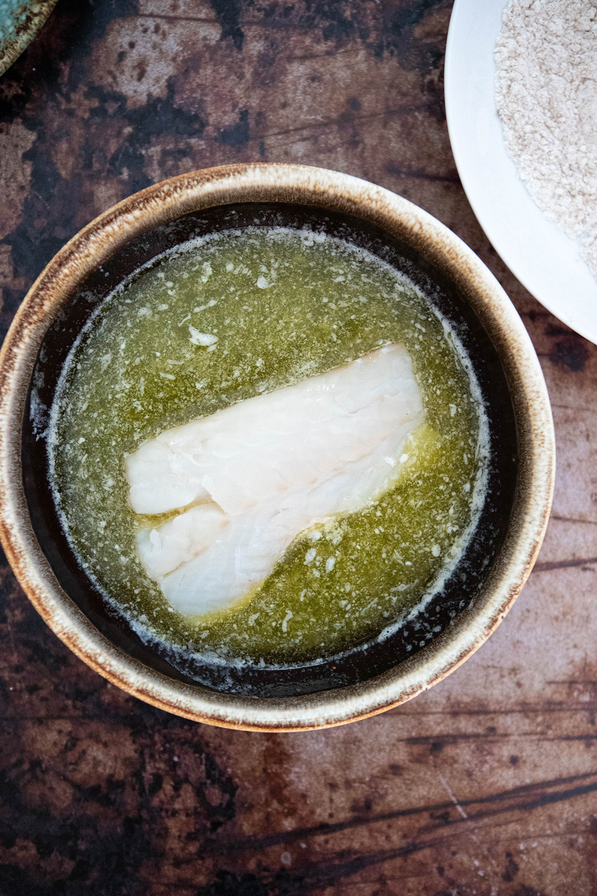 liquid and fish in a bowl