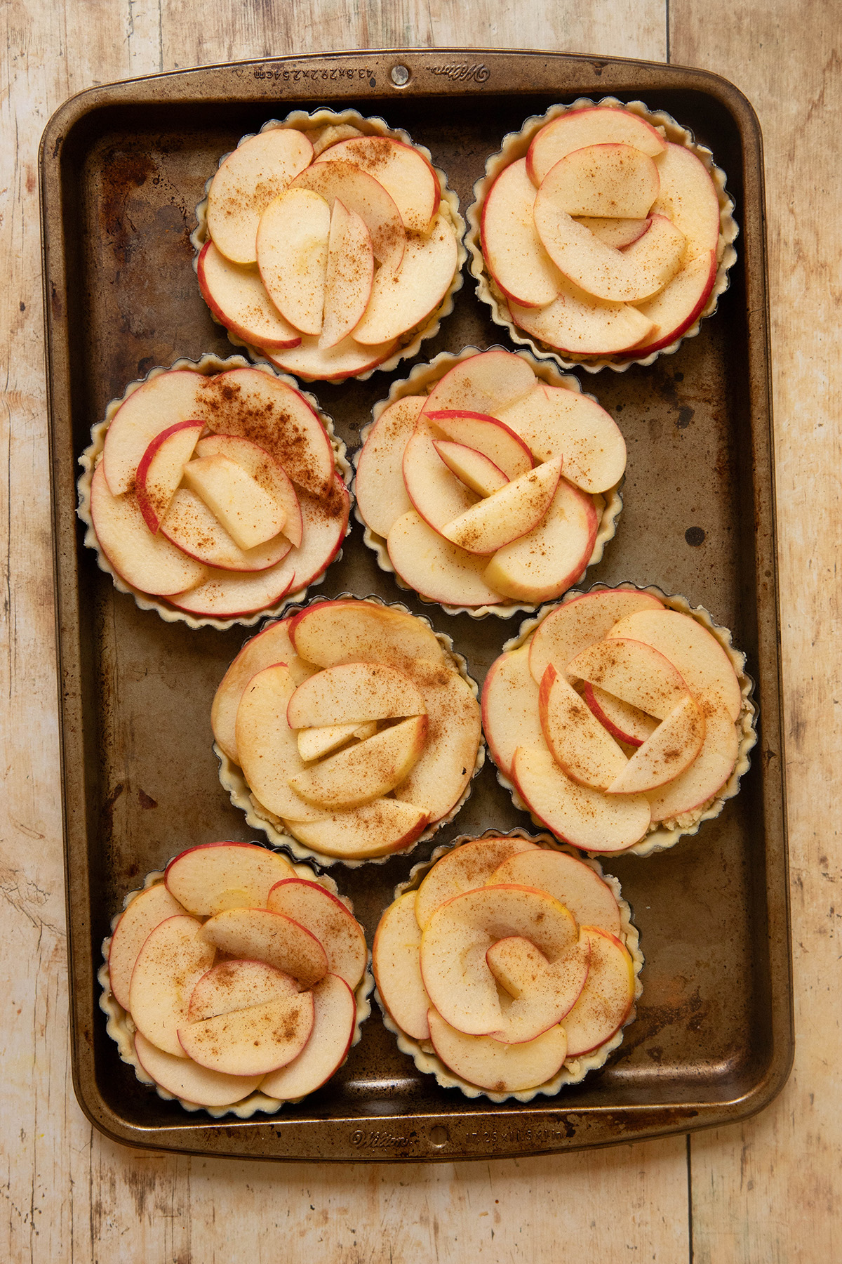 Apple Frangipane Tart Recipe: Classic French Recipes on a baking sheet