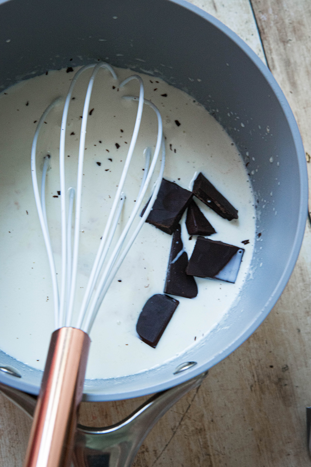 cream and chocolate in a pot