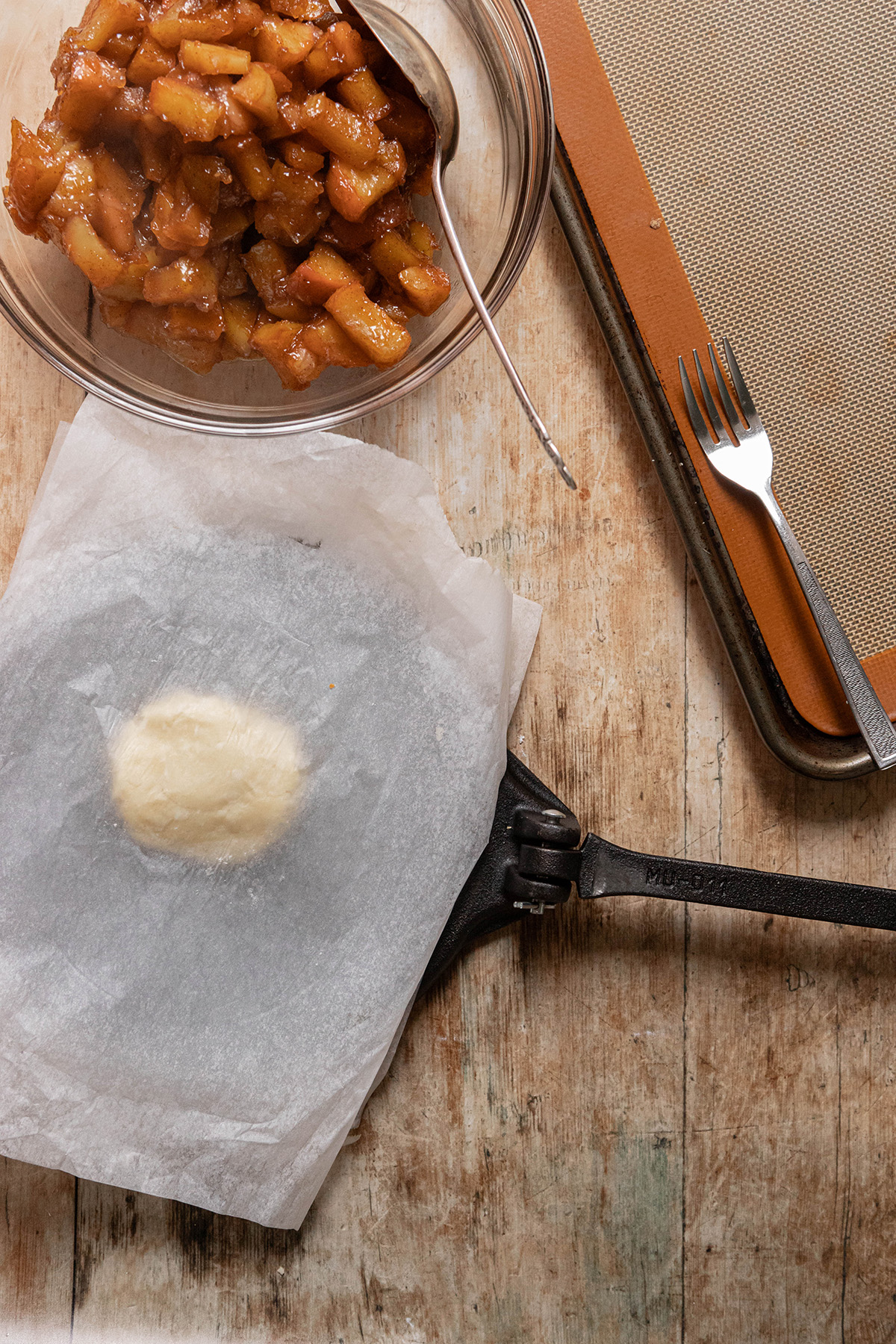 apple filling and a tortilla press