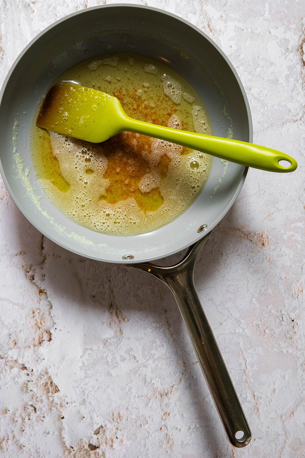 browned butter in a pan