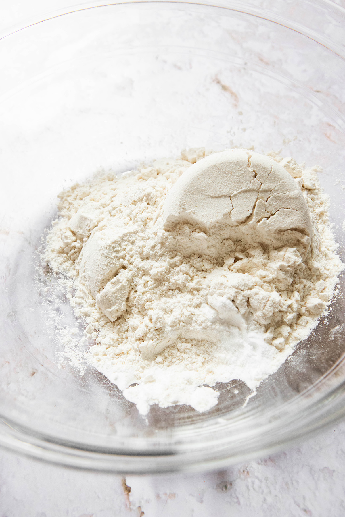 dry ingredients in a glass bowl