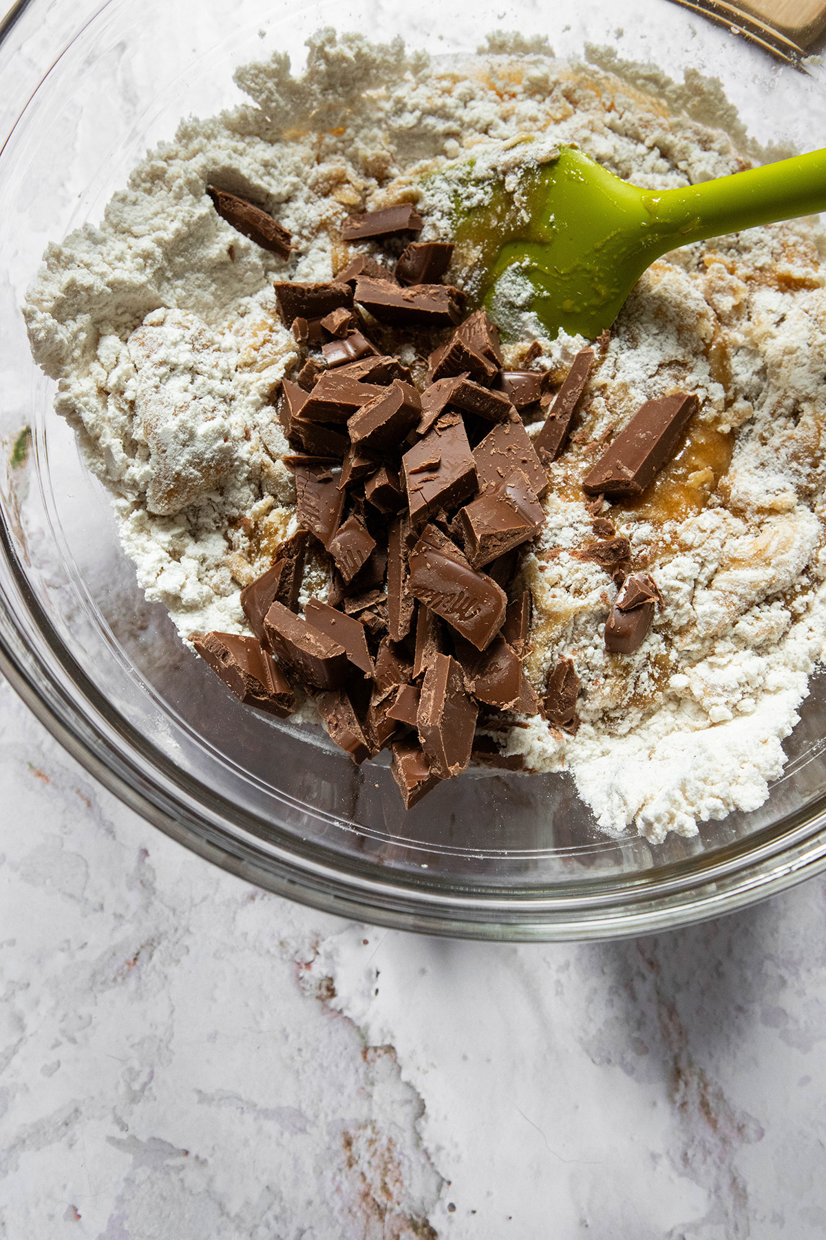 flour with chocolate in a bowl