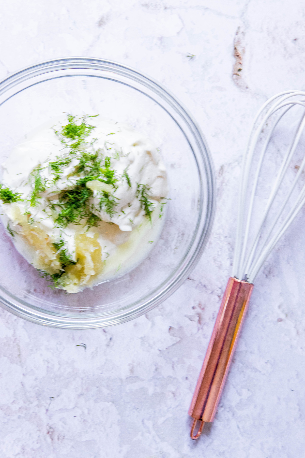 dill yogurt ingredients in s bowl