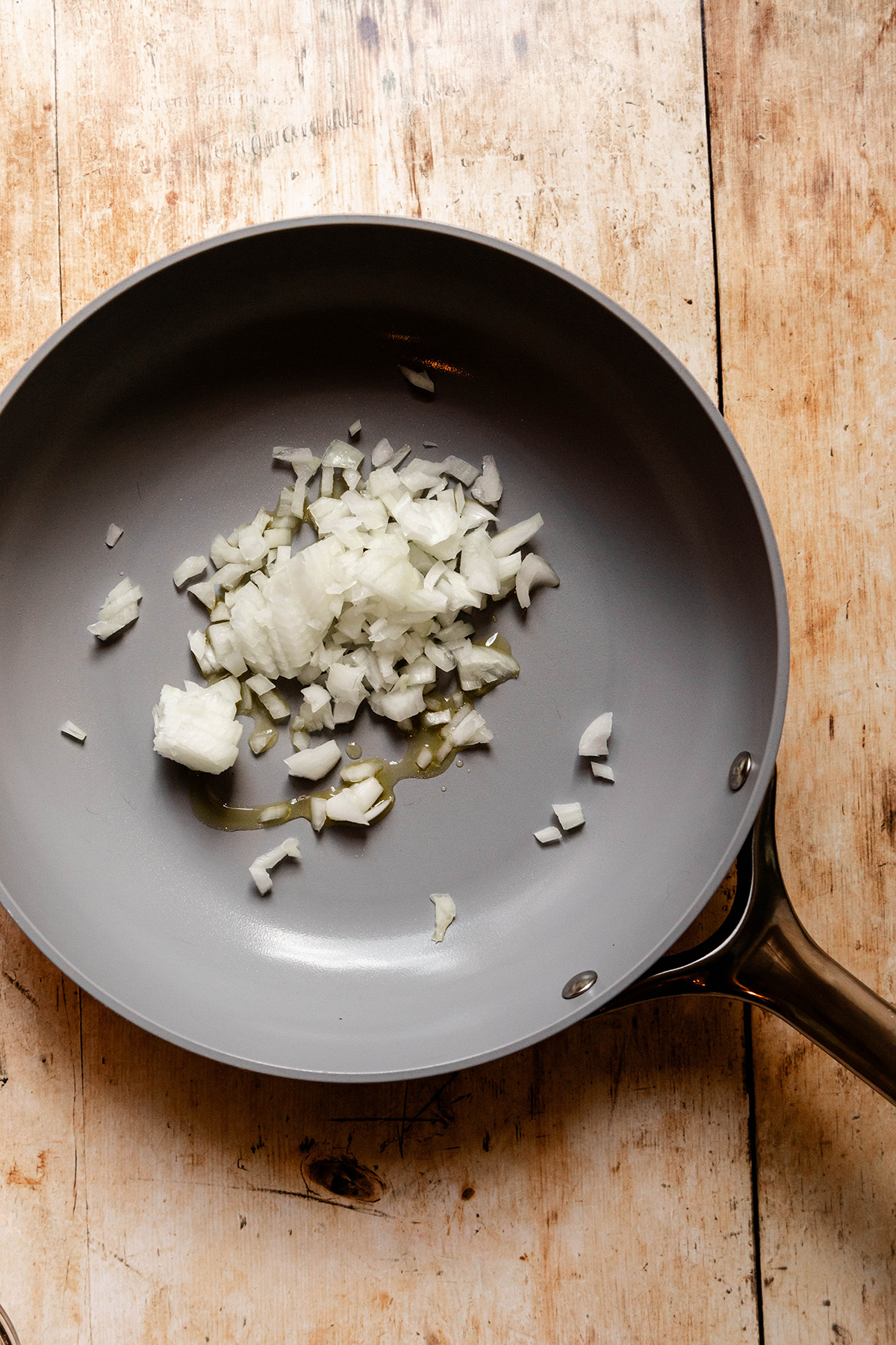 onions in a frying pan
