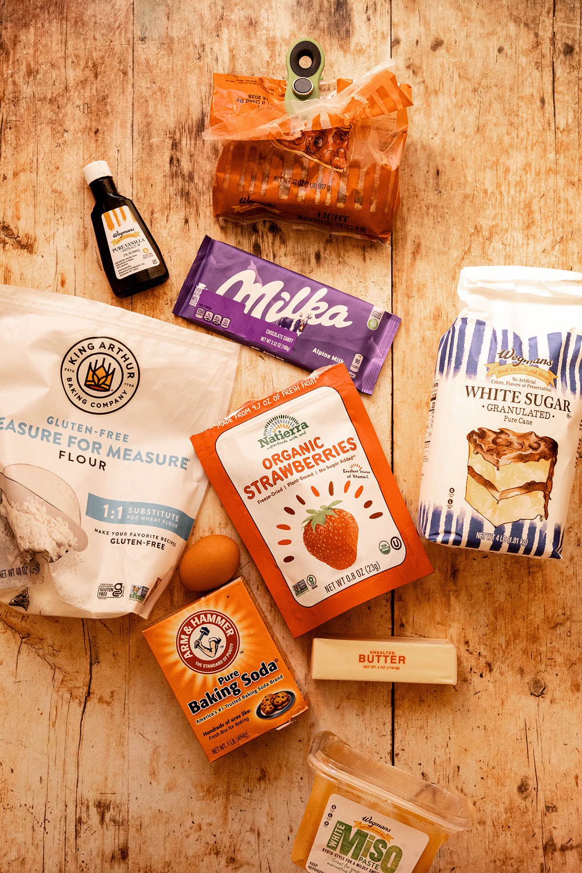 Ingredients for Miso Cookies With Brown Butter, Chocolate, & Strawberry