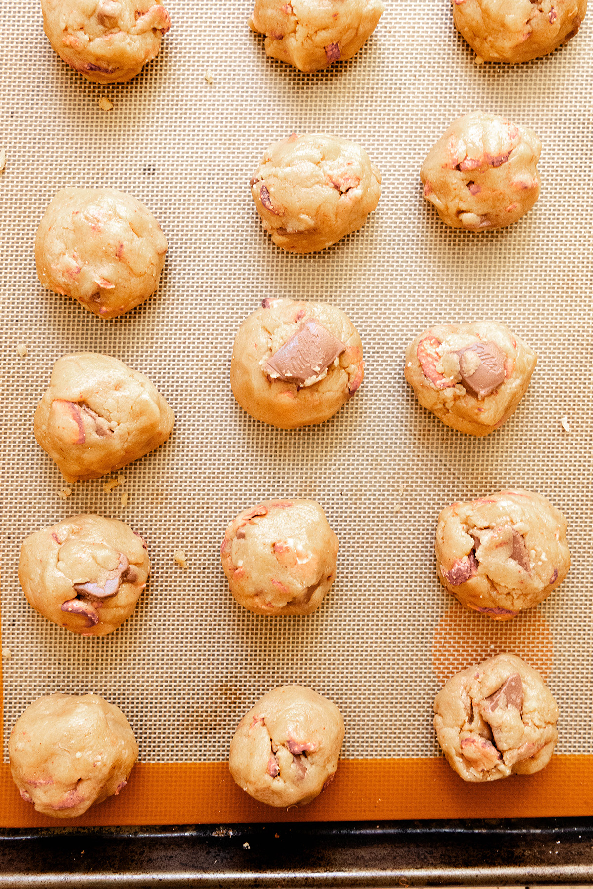 cookie dough on a baking sheet