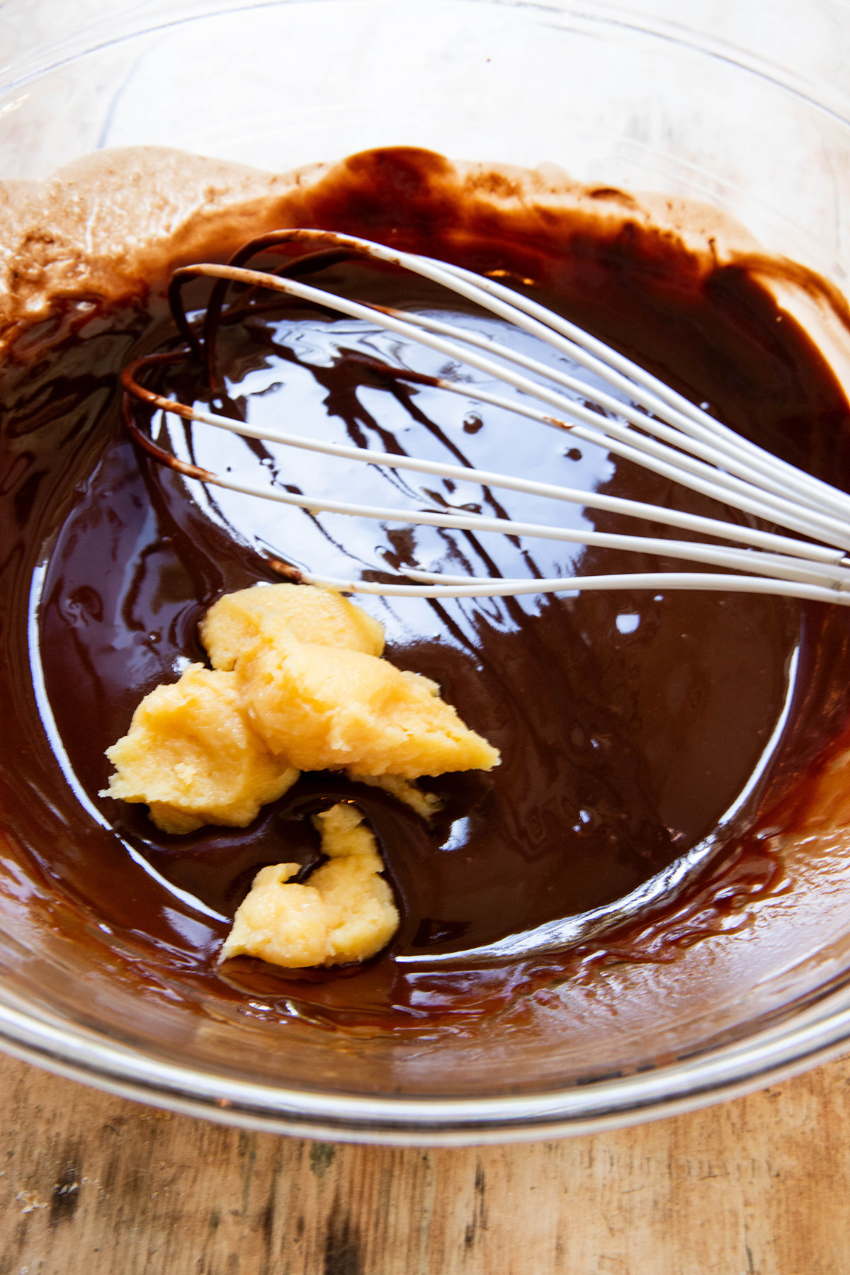 miso and melted chocolate in a bowl