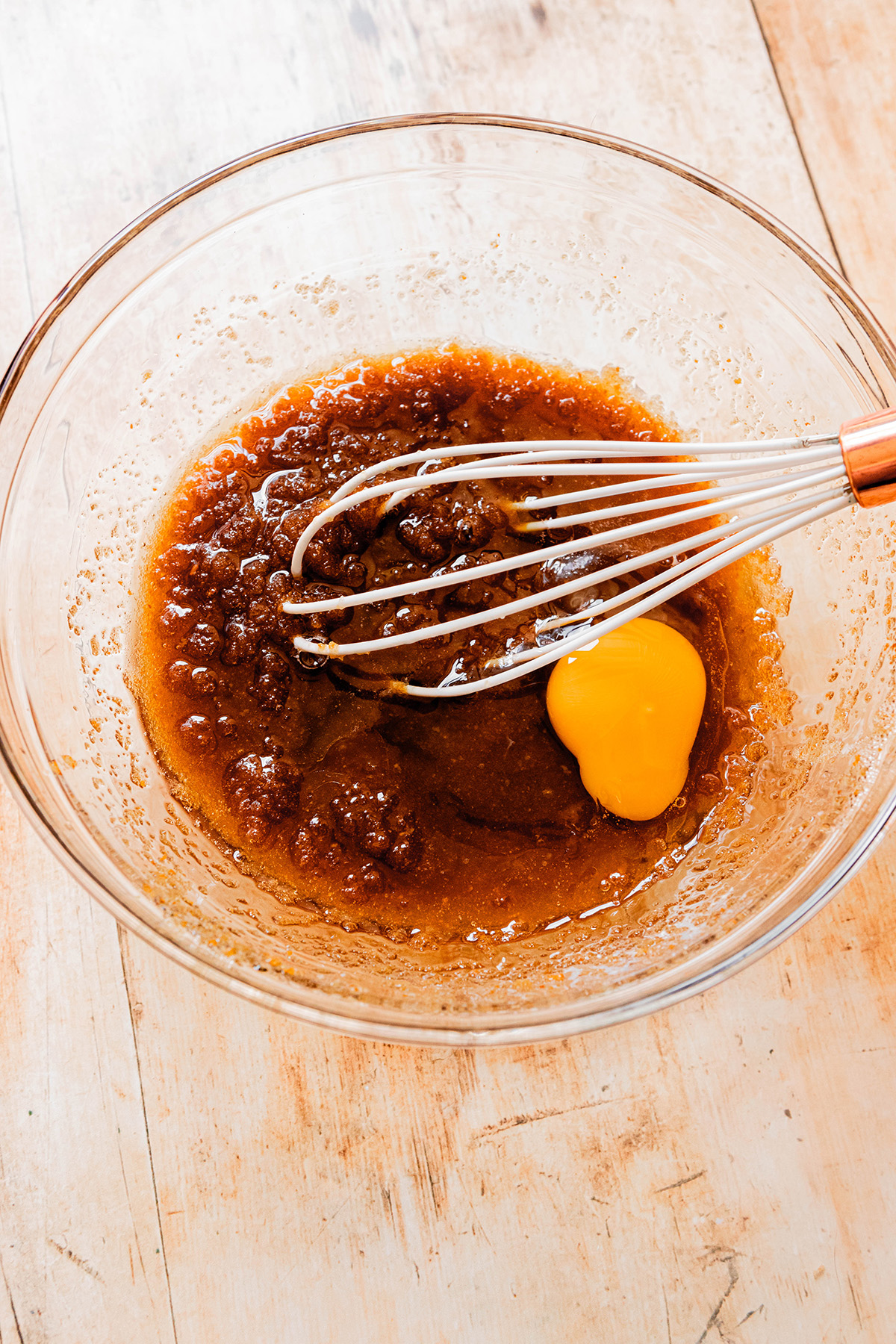 added egg to sugar and butter