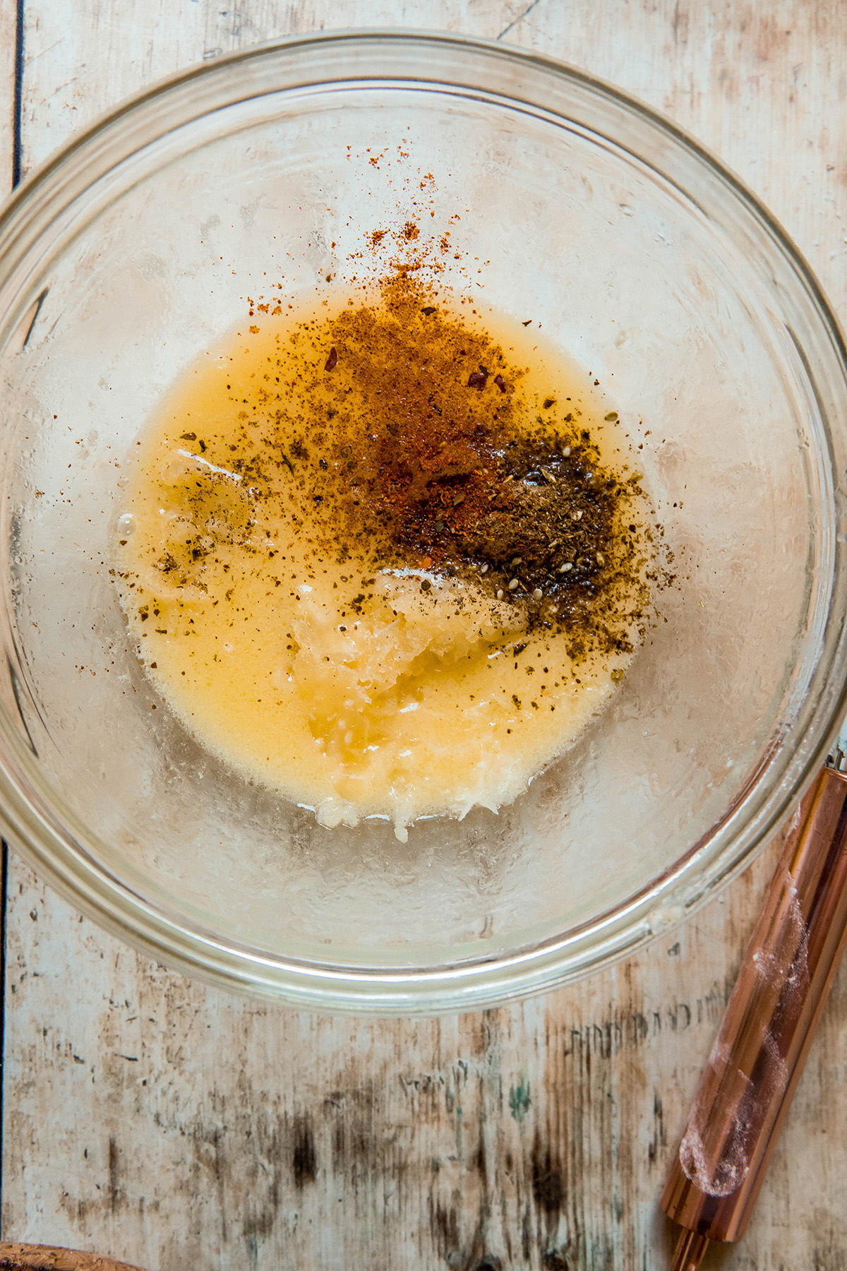 glass bowl with lemon sauce mixture