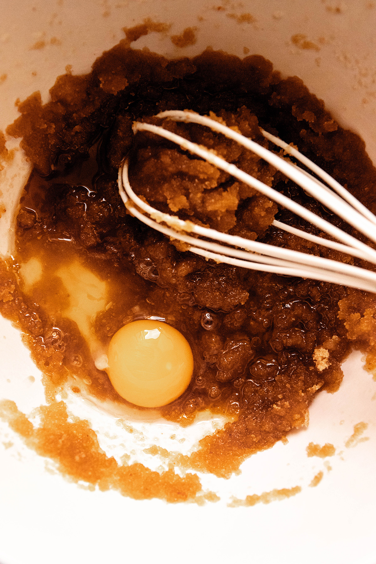 egg and sugar in a bowl
