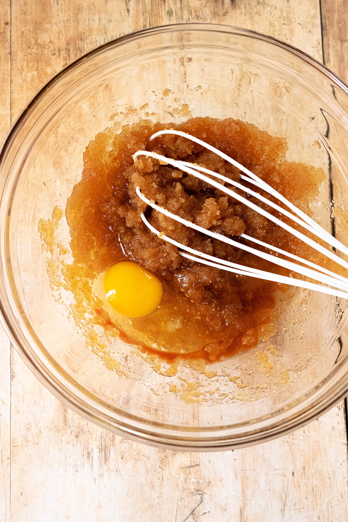 sugars mixed with butter and eggs