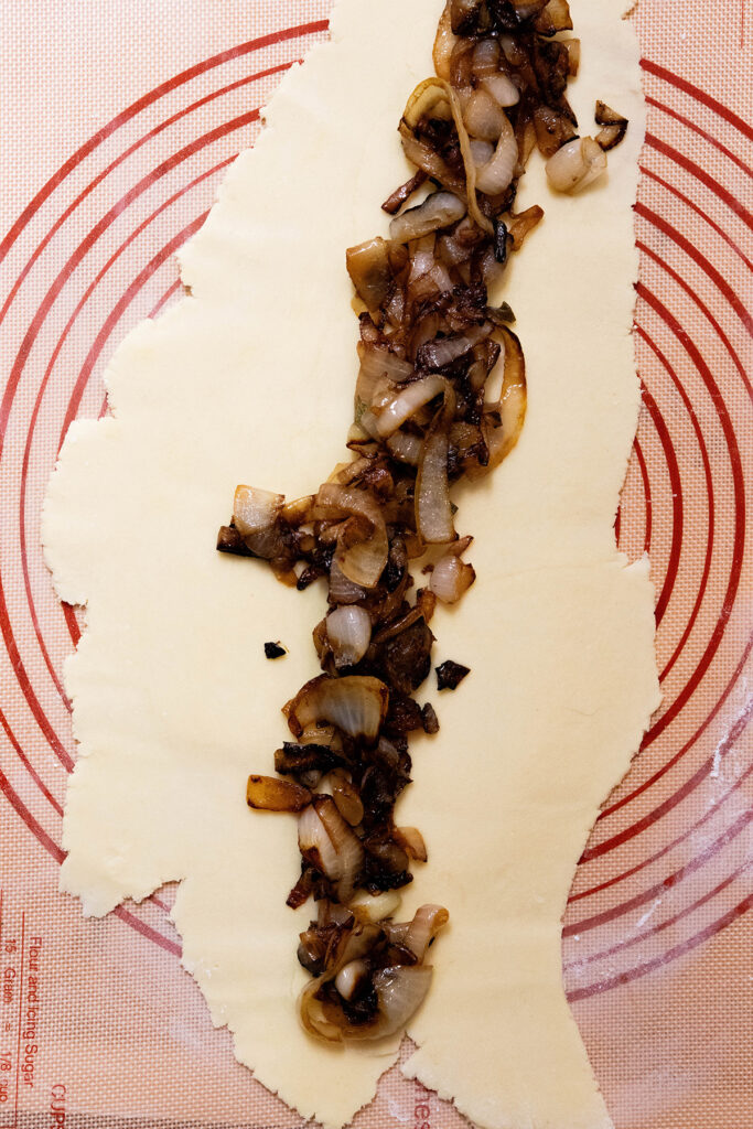 pastry with caramelized onions