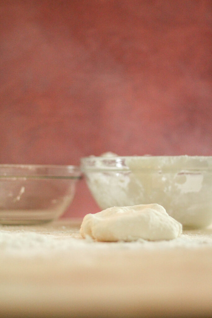 Fondant sitting on a beige surface