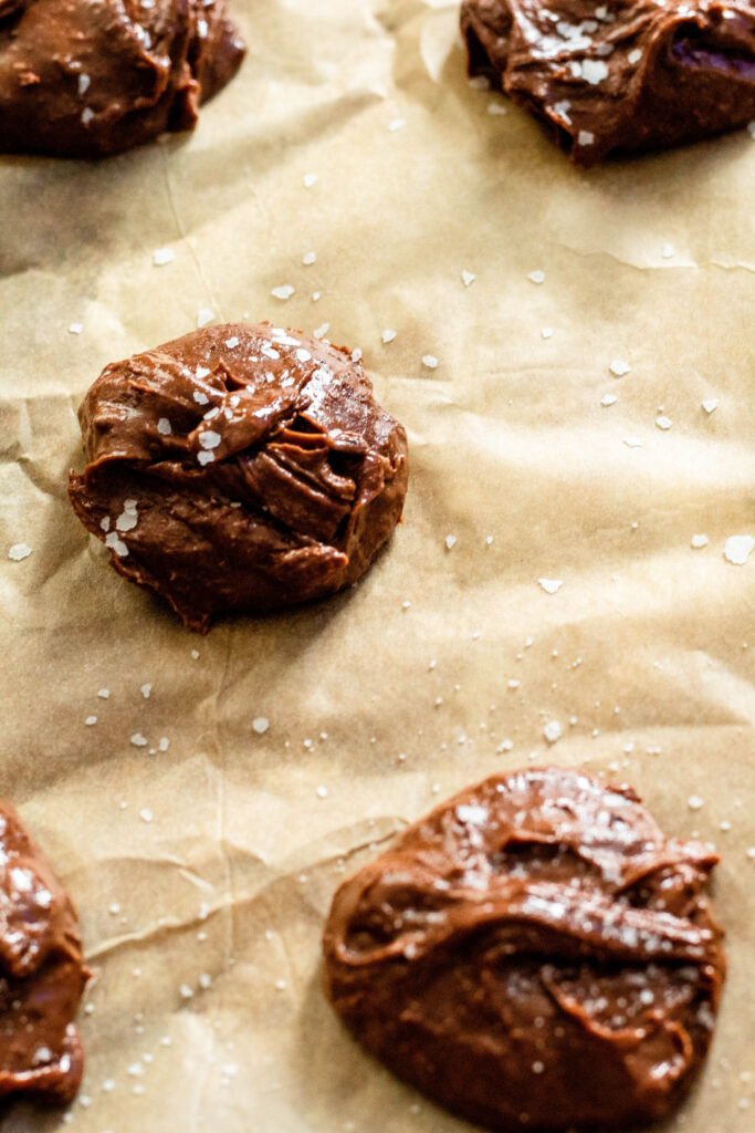 Gluten Free Double Chocolate Chip Cookies on a pan