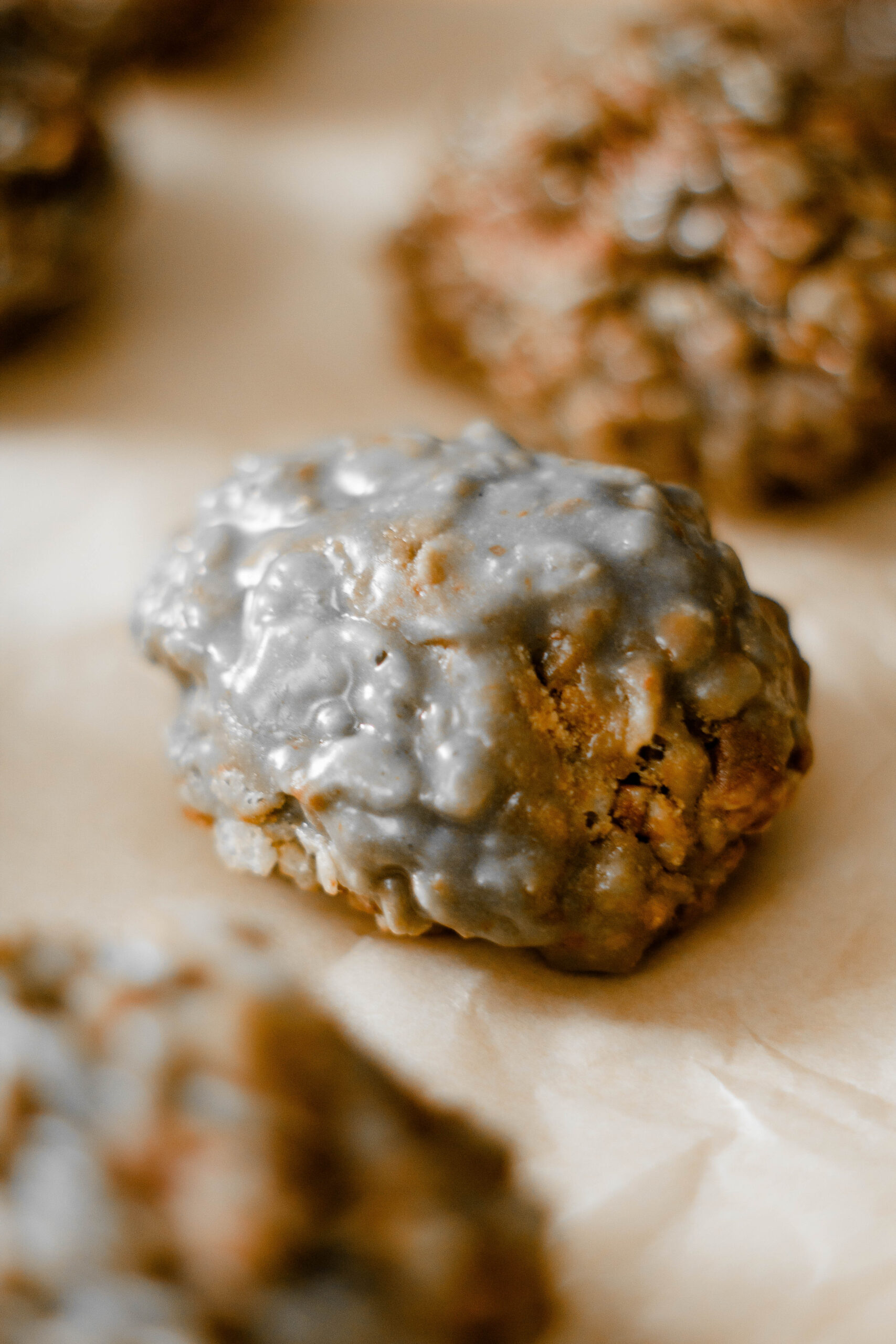 Hagrid Rock Caked aka chocolate rice krispie treats with peanut butter on parchment paper