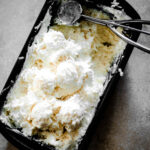No Churn Coconut Ice Cream Recipe in black container