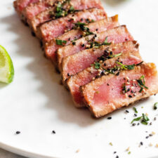 Sliced Ahi Tuna on a plate