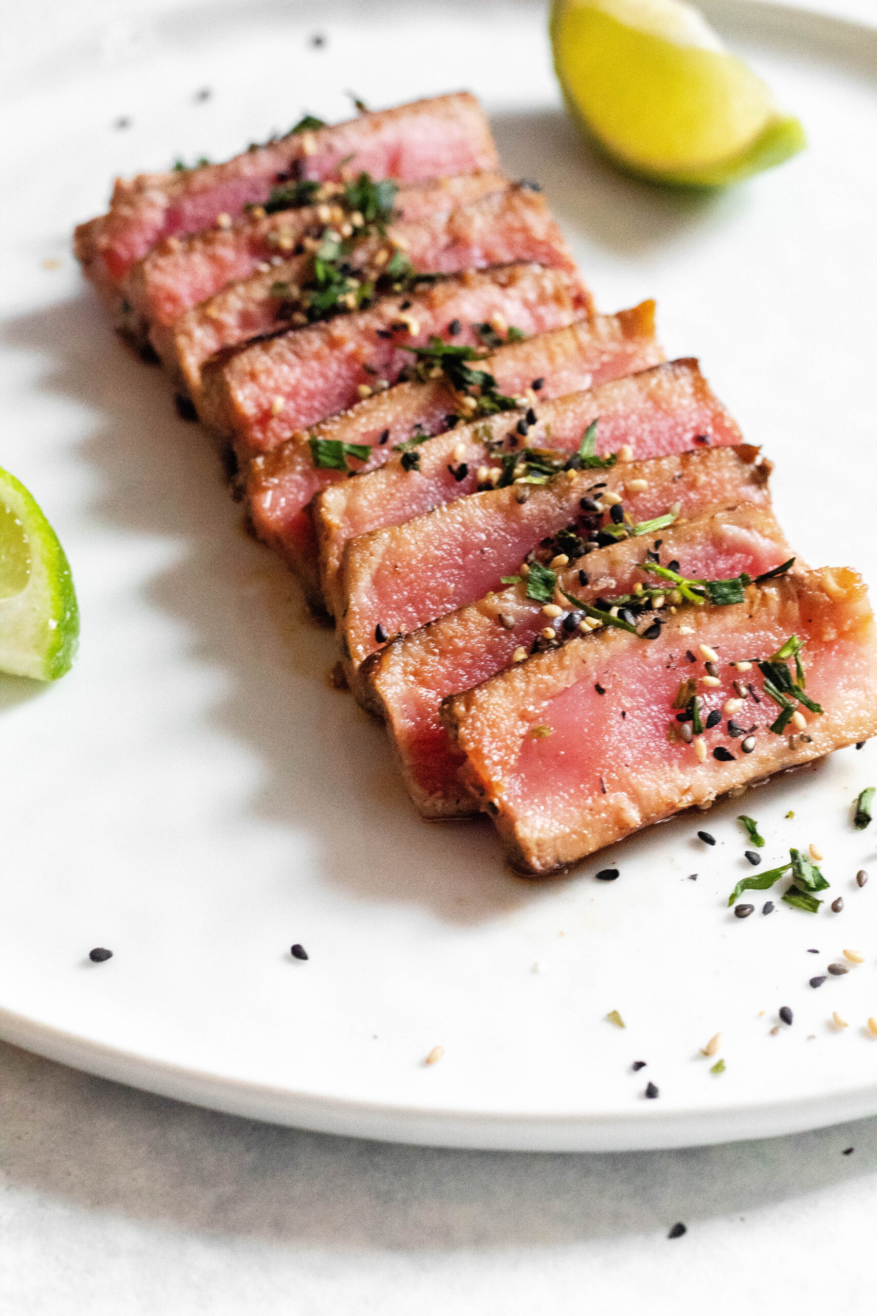 Sliced Ahi Tuna on a plate