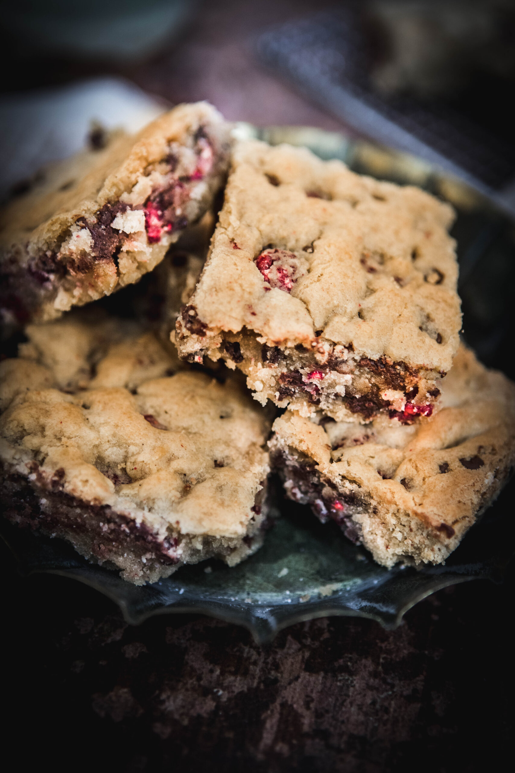 Gluten Free Raspberry Blondies sitting in a bowl