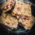 Gluten Free Raspberry Blondies sitting in a bowl