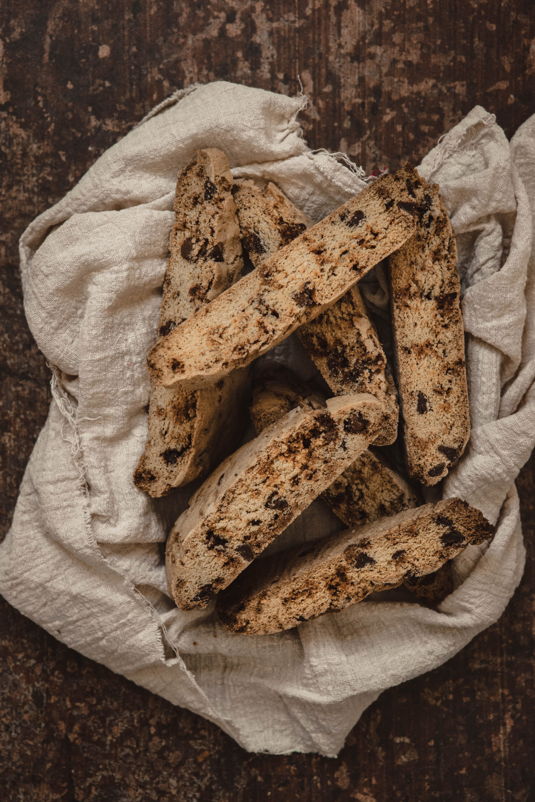 biscotti on a beige cloth