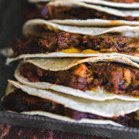 Sweet Potato Black Bean Tacos filling in tortillas